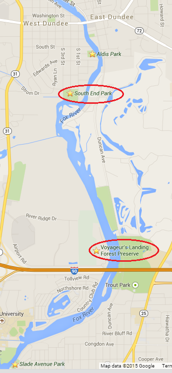 Maps of Fox River Kayaking Trips - Kayak Myak Rentals for paddling down 